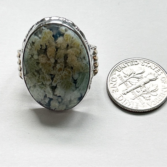 Vintage Moss Agate Sterling Silver Ring - Picture 11 of 12